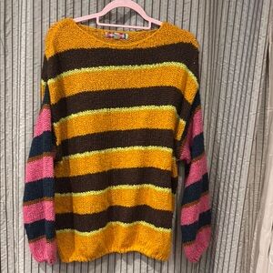 Urban Outfitters Yellow and Brown Crew Neck Sweater